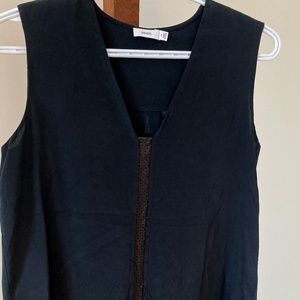 Vince XS/S Silk and Leather Cami Black